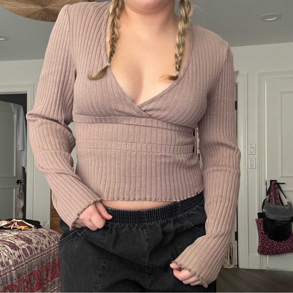 Taupe Ribbed Long Sleeve